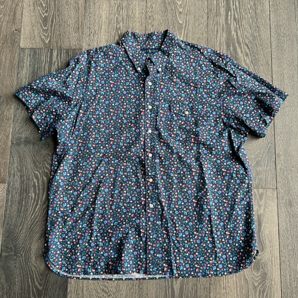 Ralph Lauren Short Sleeve Floral Button Down in Blue Size XXL - Picture 1 of 5